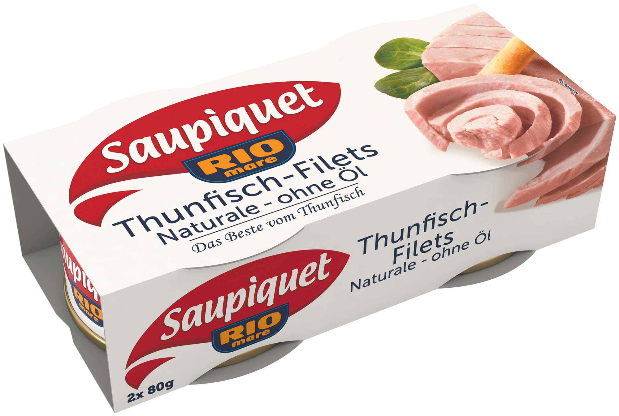 Saupiquet Rio Mare Thunfisch-Filets Naturale ohne Öl 2×80g