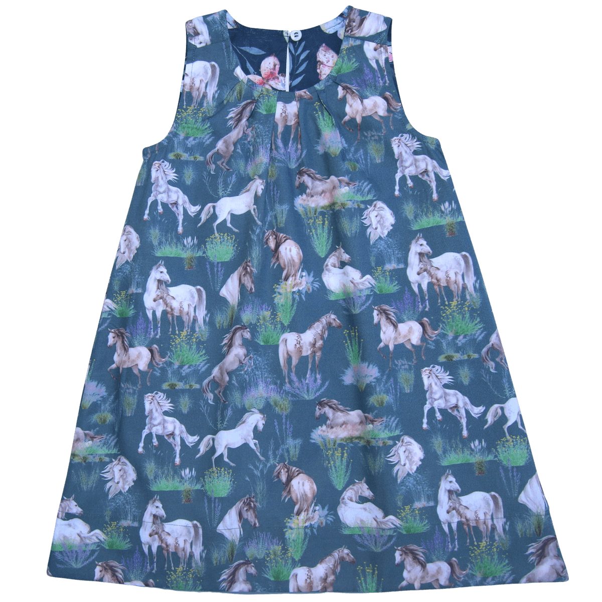 Bio Wendekleid mit Schmetterlings- und Pferdedruck in dark petrol-steel blue von Enfant Terrible – Bild 2