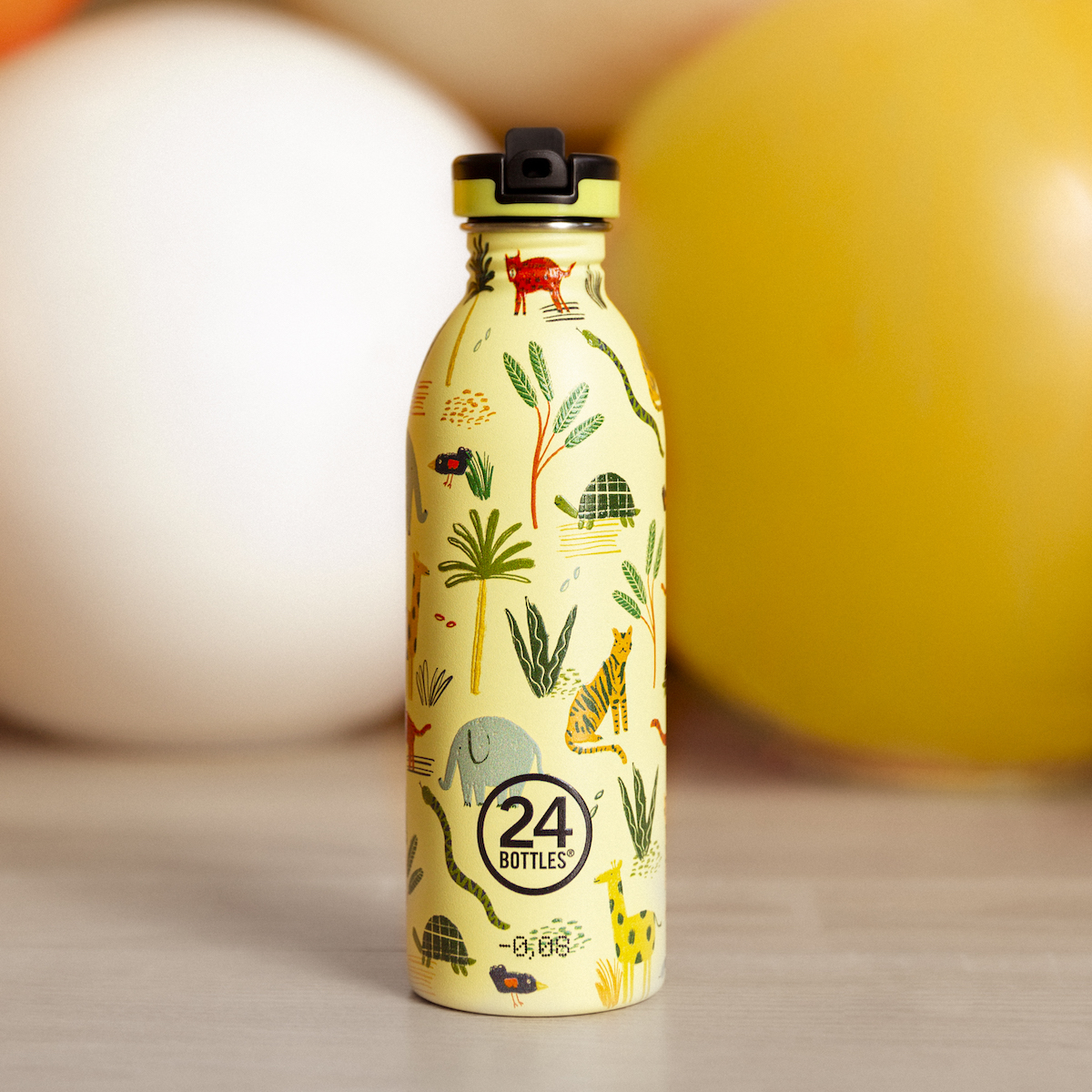 24Bottles – Kindertrinkflasche aus Edelstahl mit Sportcap – 500ml – JUNGLE FRIENDS – Bild 5