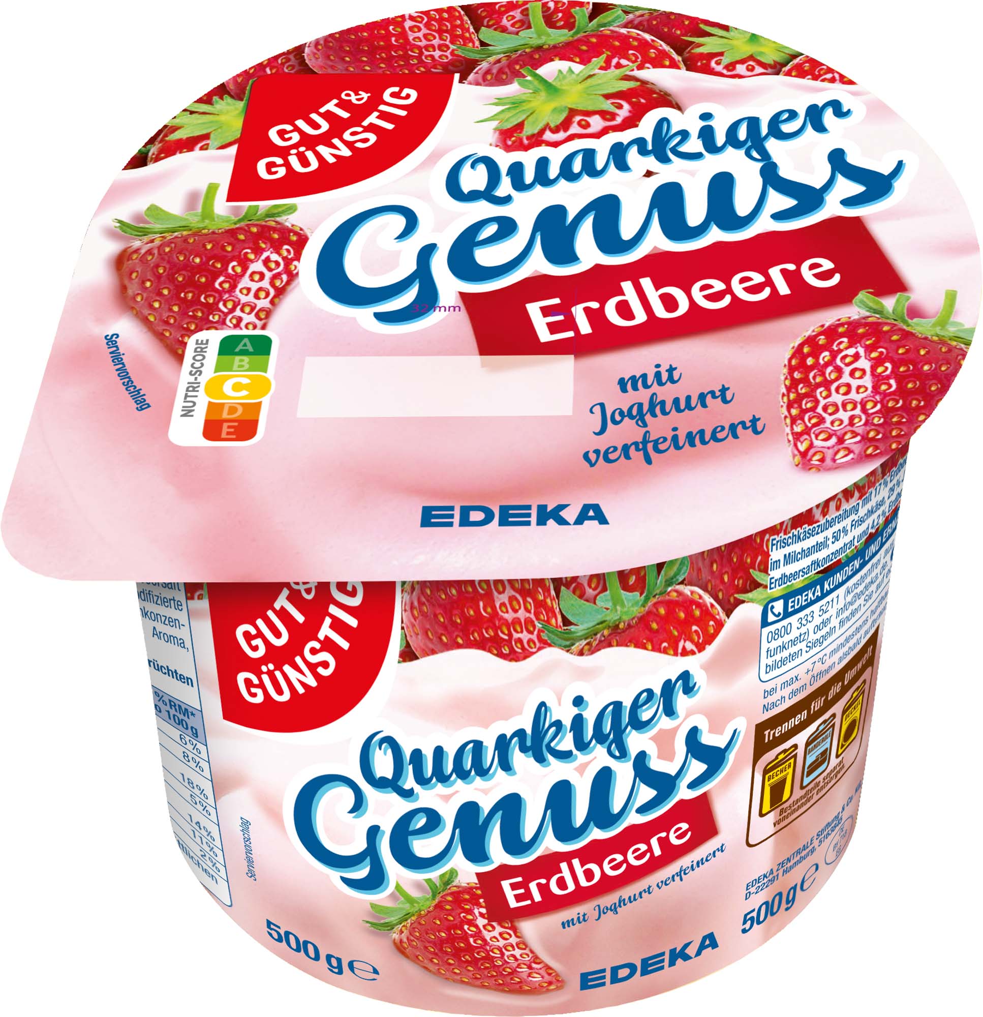 Gut & Günstig Fruchtquark Erdbeere 500g