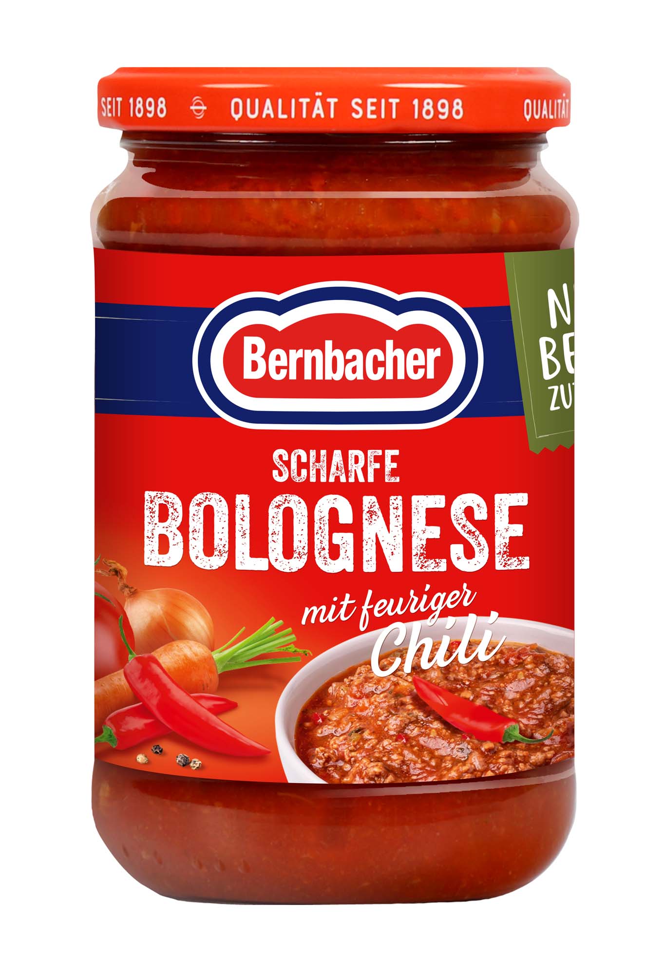 Bernbacher Pastasauce scharfe Bolognese mit feurigem Chili 400g