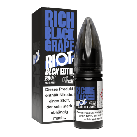 Geringe CO2-Bilanz Riot Squad Black Edition – Rich Black Grape – 10 ml Hybrid-Nikotinsalz Liquid Verantwortungsvoll – Bild 2
