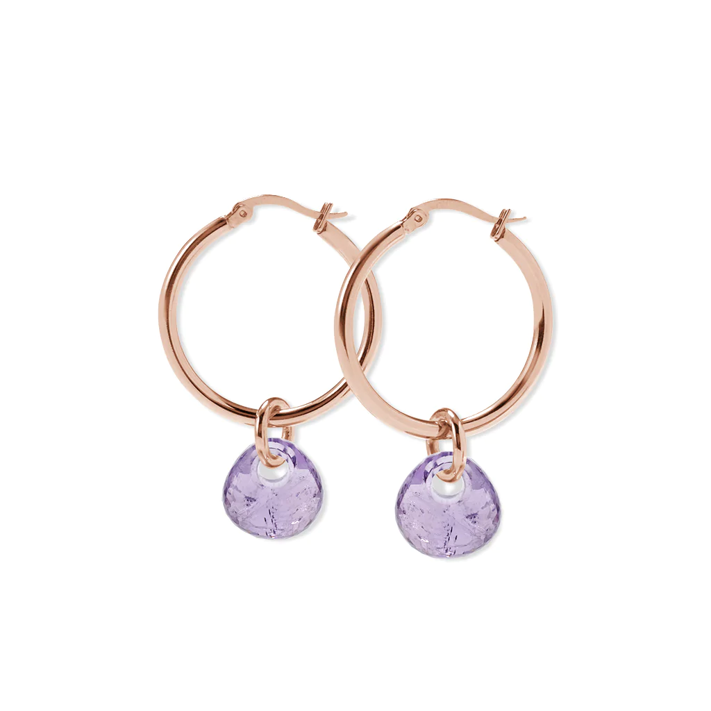 Nicola Hinrichsen Ohrringe “Creolen” Rosegold Amethyst Natural