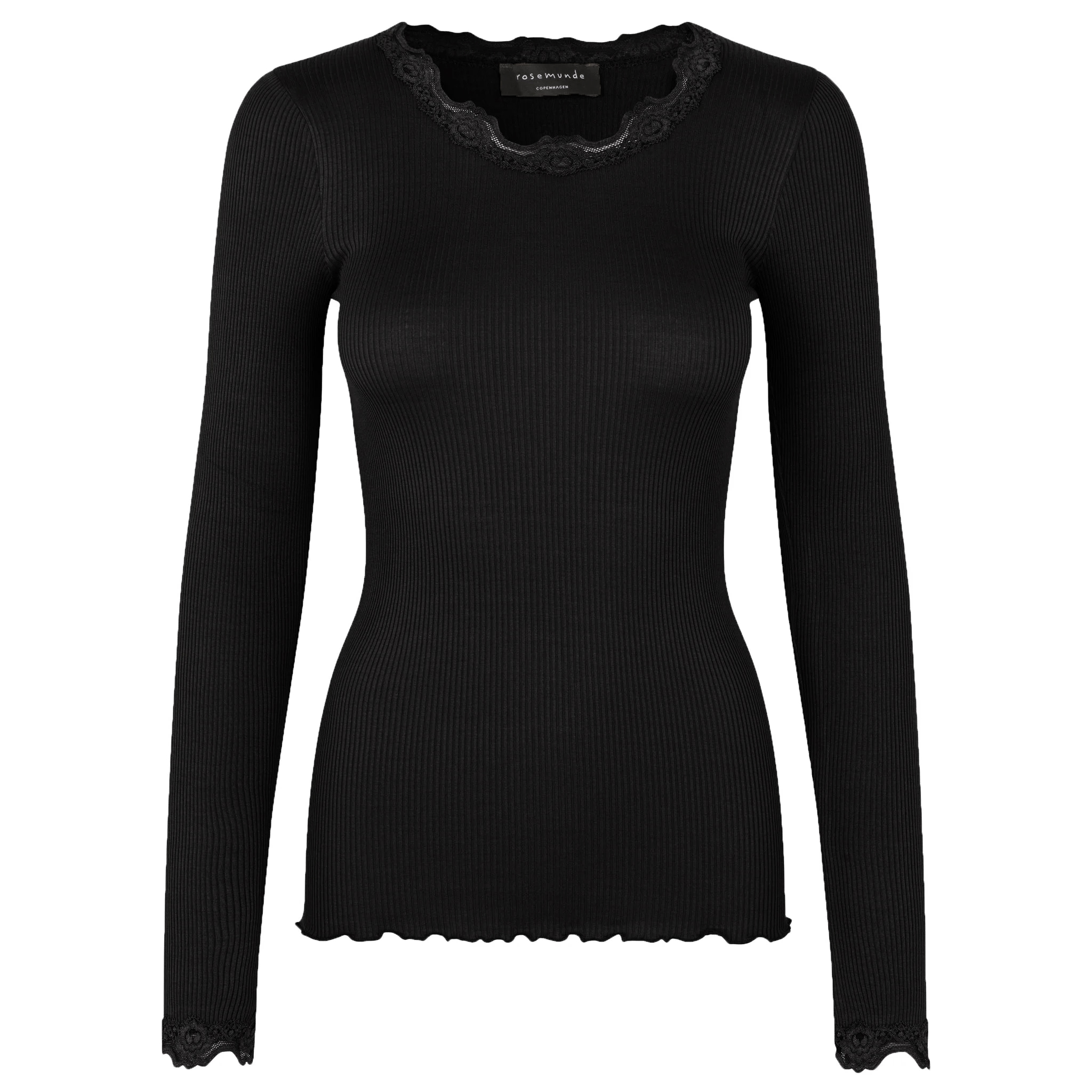 Rosemunde Langarm Shirt mit Spitzenkragen “Schwarz”