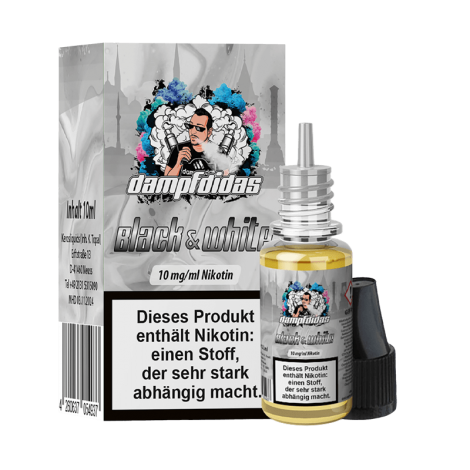 VapeHacks Dampfdidas E-Liquid – Black & White – 10 ml Nikotinsalz Vielseitig