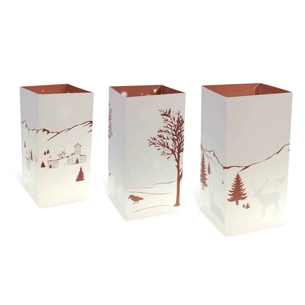 Designimdorf – 3 Windlichtschirme – ZAUBERLICHT – Wintermotive