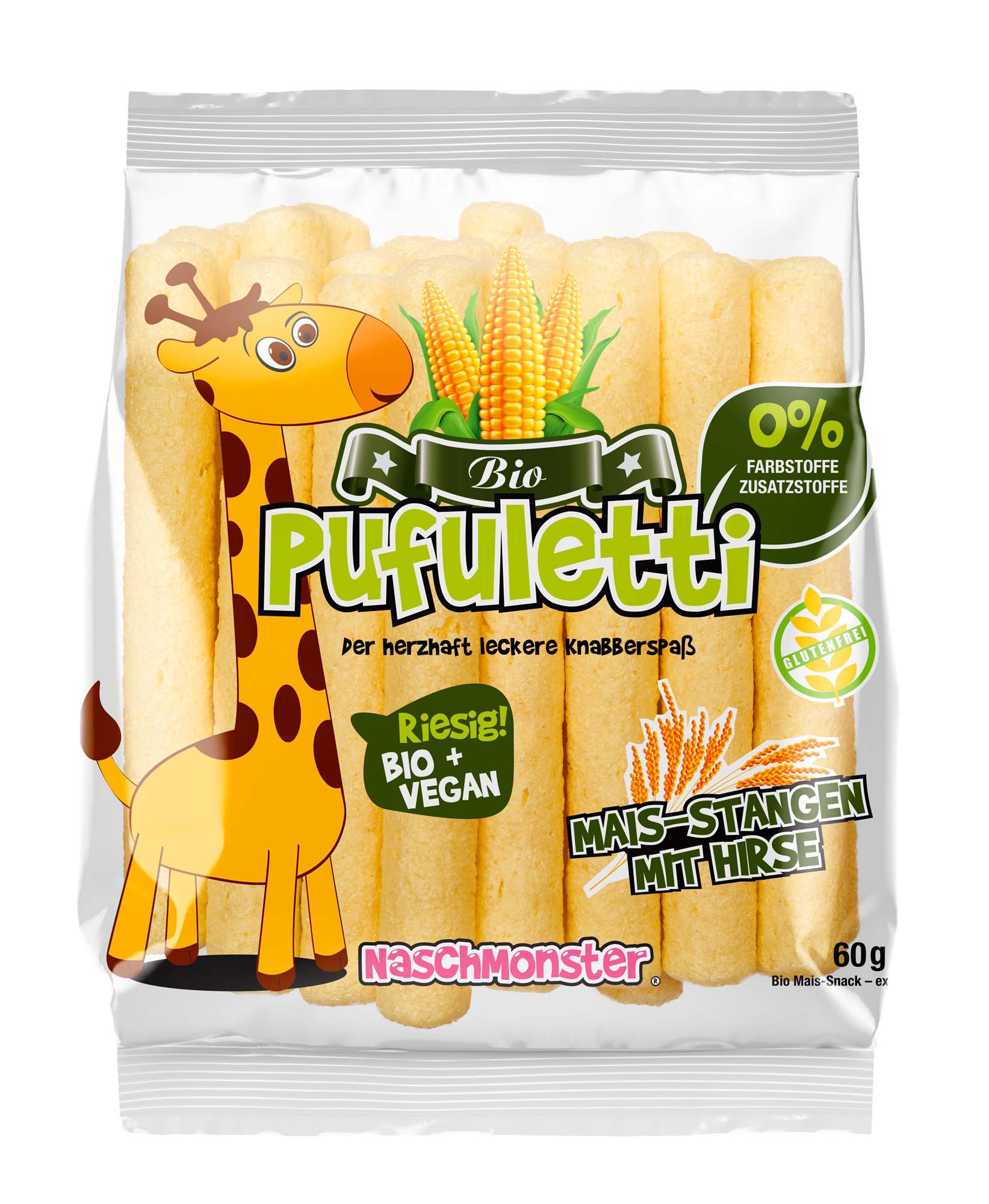 Pufuletti Bio Mais-Stangen mit Hirse 60g